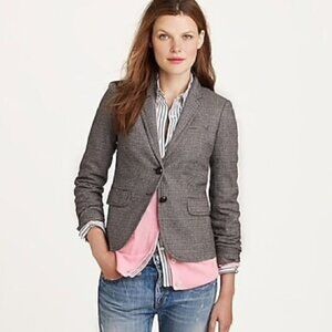 J. Crew Schoolboy Houndstooth Two Button Wool Blazer Black White Size 0